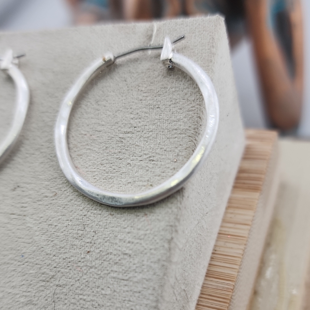 Silver Tone Hoop Earrings - Classic Silver Hoops - Picture 3 of 6